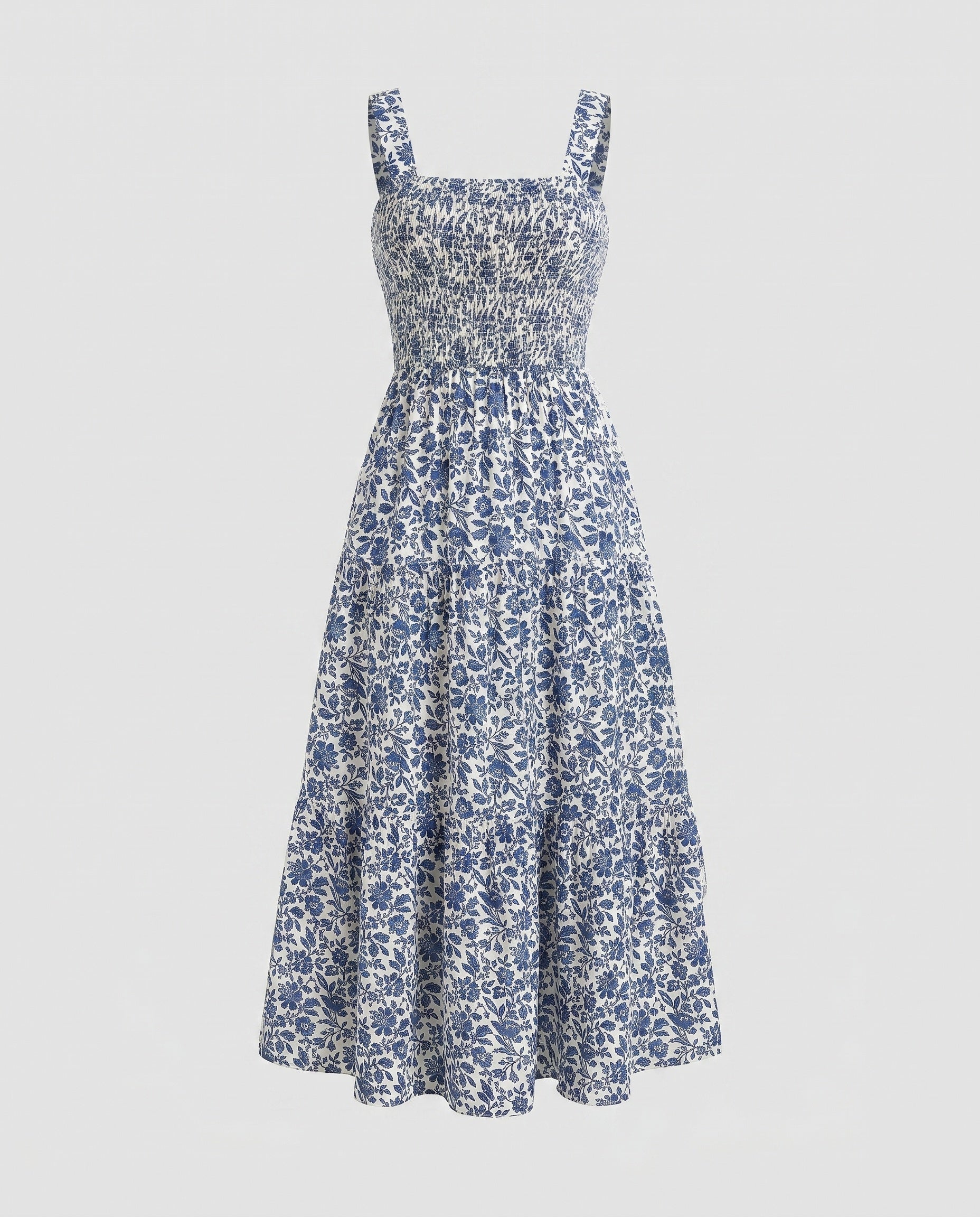 Women's airy maxi dress with floral patterns and ruffles-Fashion Glam