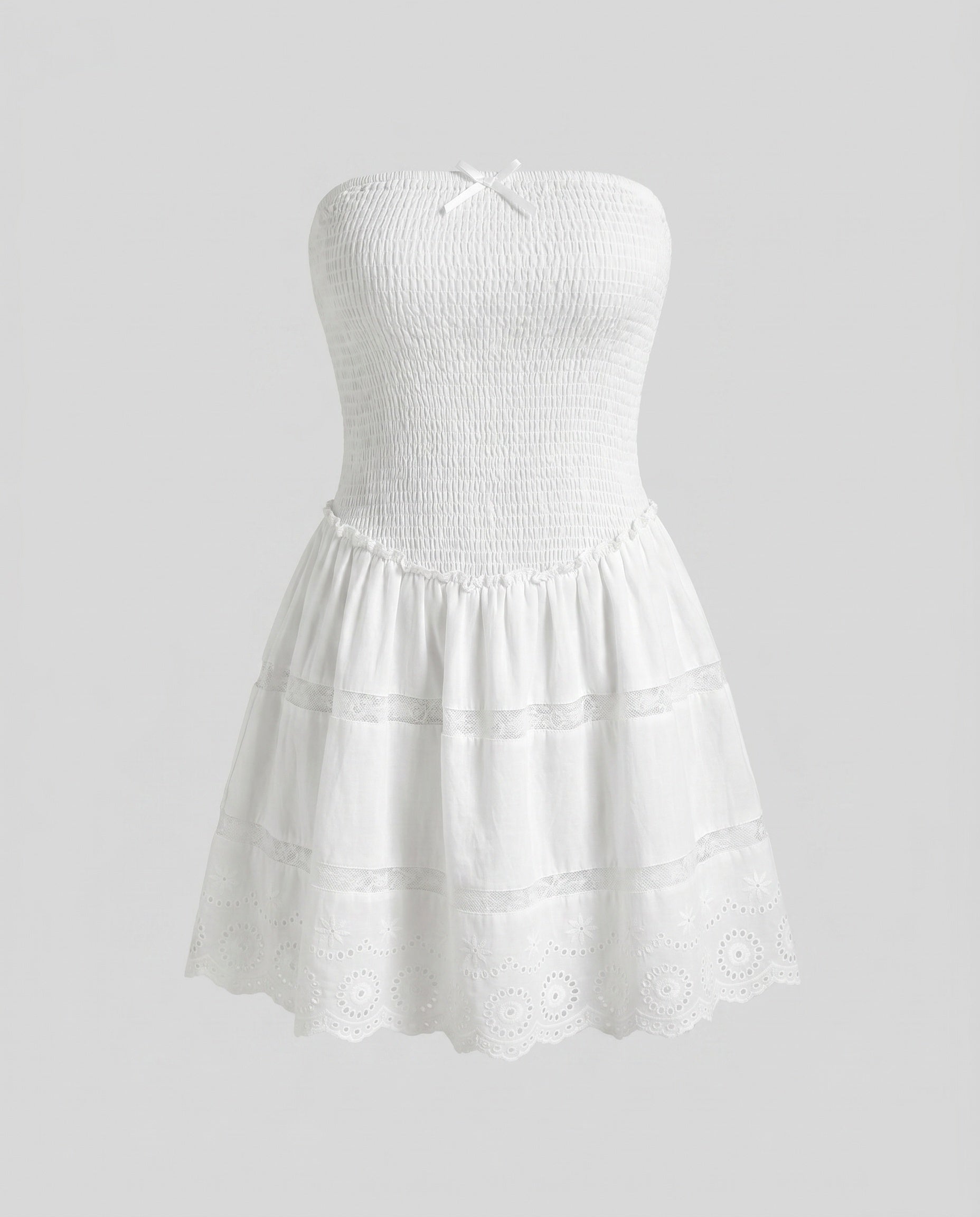 Women’s Bandeau Dress with Beautiful Crochet Lace-Fashion Glam