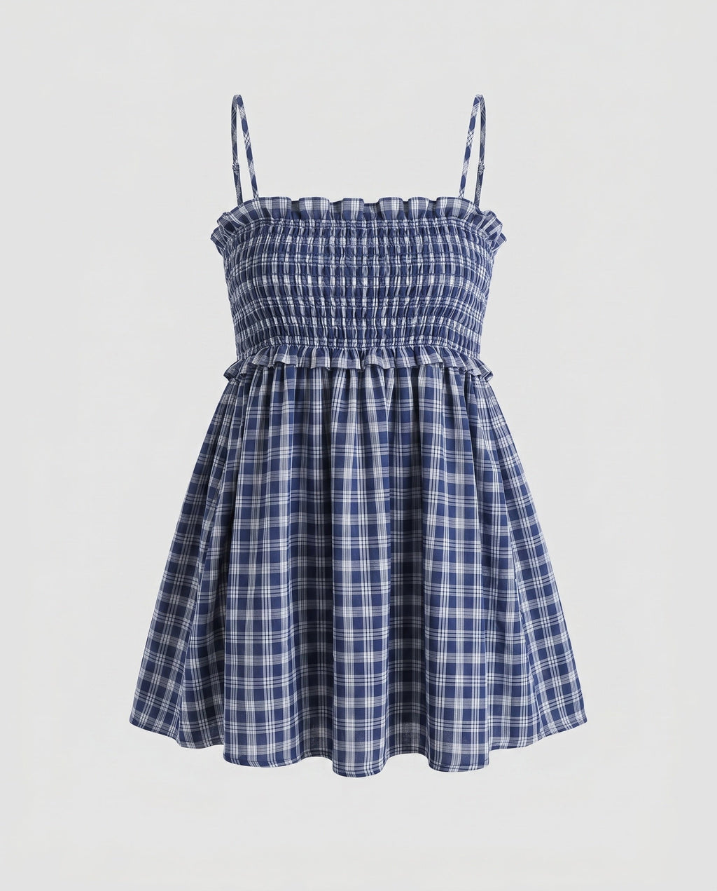 Women's blouse dress with elastic waist drawstring and check pattern-Fashion Glam