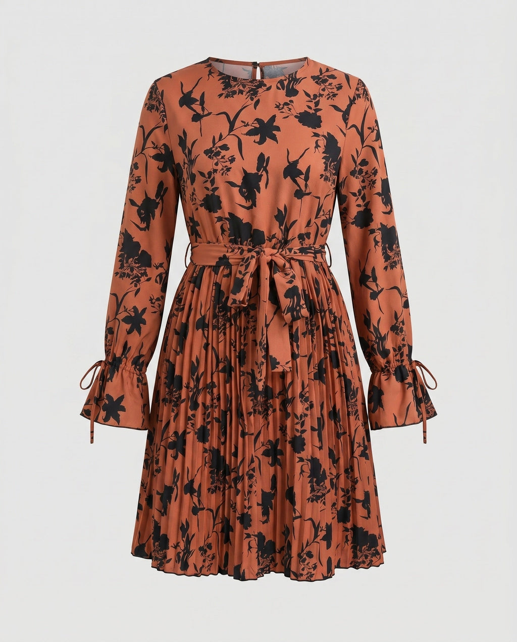 Women's blouse dress with elegant ruffle details and floral pattern-Fashion Glam