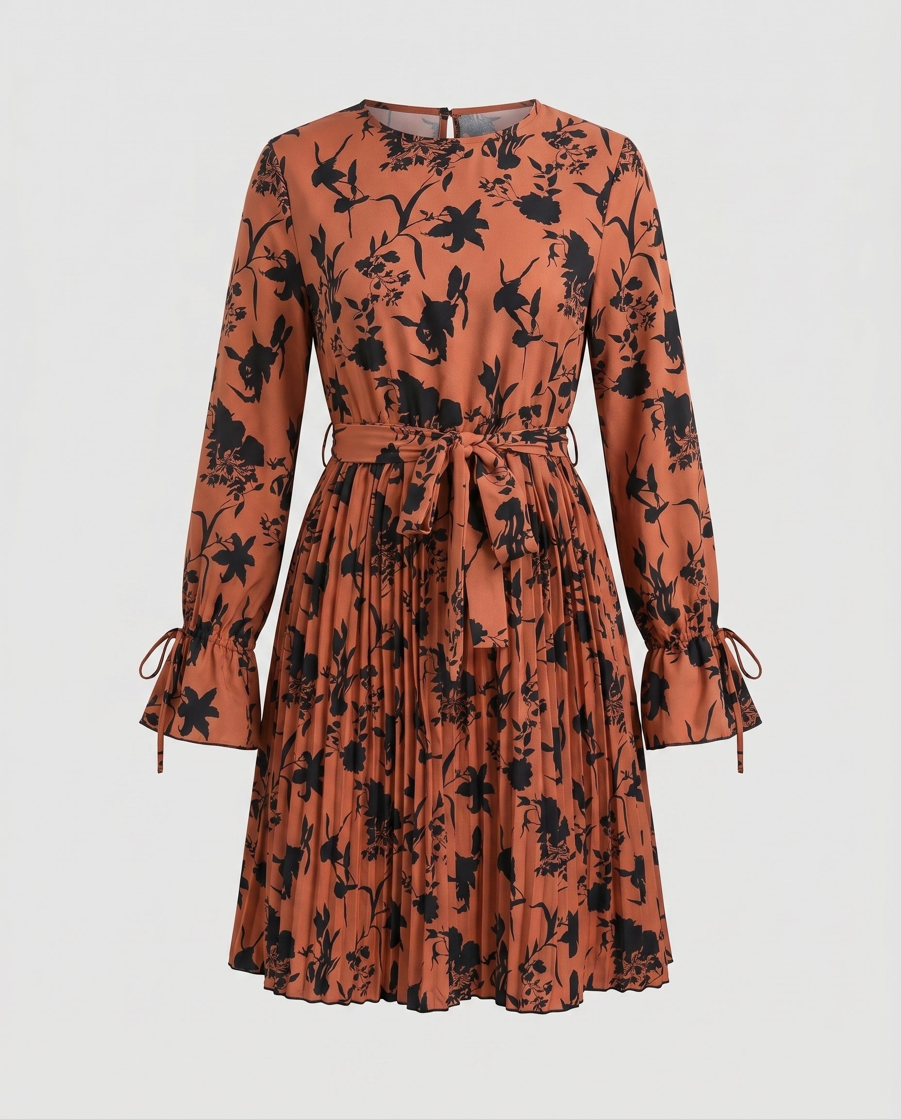 Women's blouse dress with elegant ruffle details and floral pattern-Fashion Glam