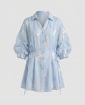 Women's blouse dress with floral design and transparent fabric Fashion Glam-Fashion Glam