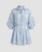 Women's blouse dress with floral design and transparent fabric Fashion Glam-Fashion Glam