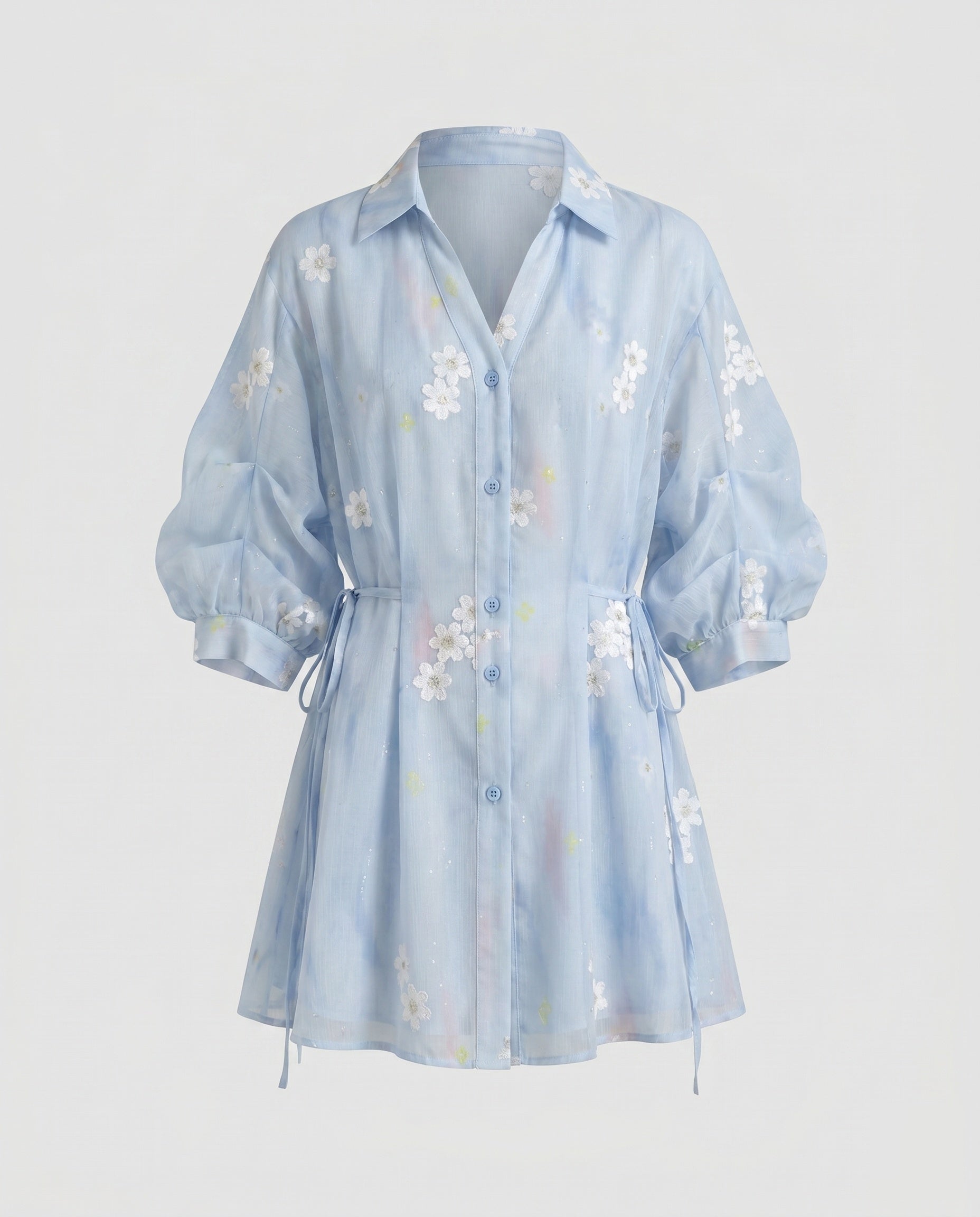 Women's blouse dress with floral design and transparent fabric Fashion Glam-Fashion Glam