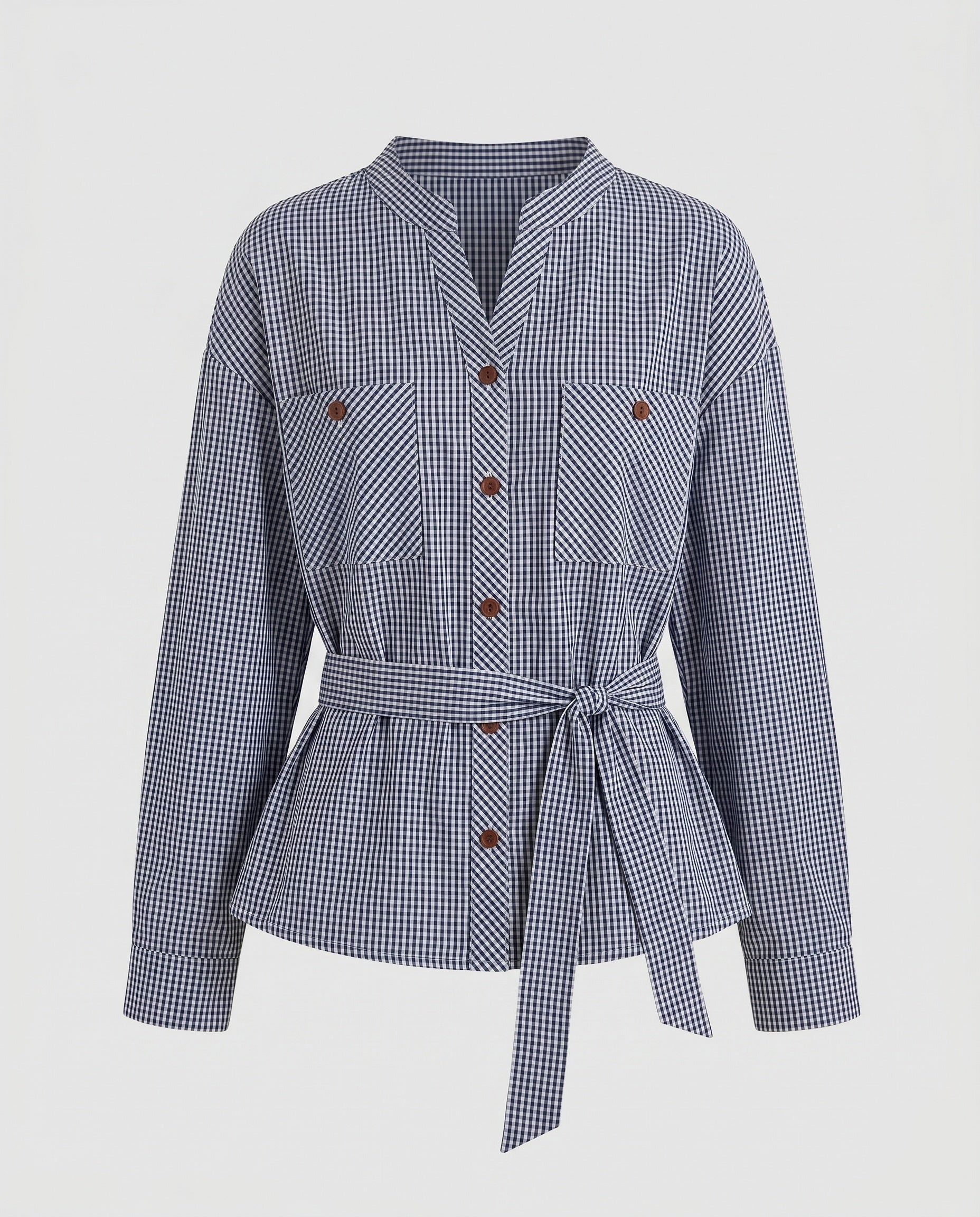 Women's blouse jacket with exciting striped pattern and practical pockets-Fashion Glam