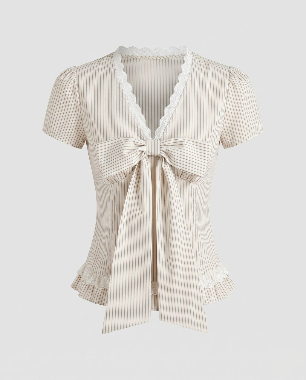 Women's blouse shirt with decorative bow design and fine ruffle details-Fashion Glam