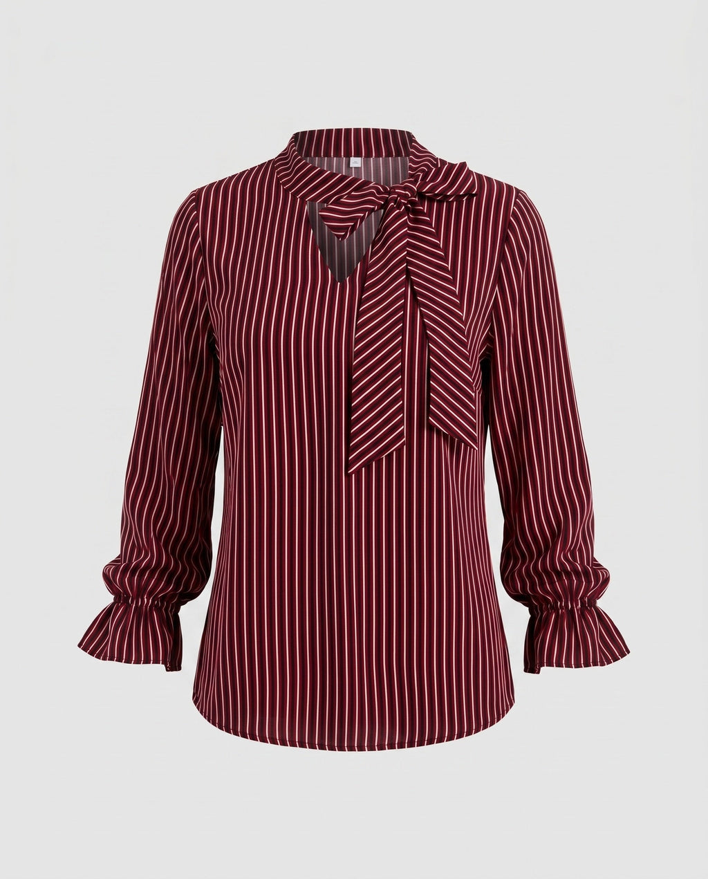 Women's blouse shirt with elegant bow tie and striped pattern-Fashion Glam