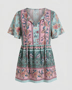 Women's blouse shirt with floral pattern and casual cut-Fashion Glam