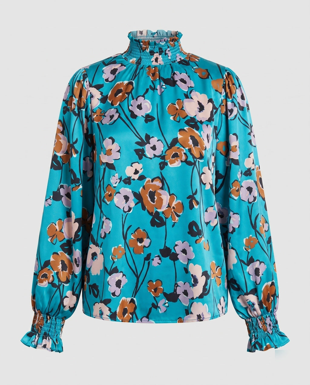 Women's blouse shirt with floral pattern and voluminous sleeves-Fashion Glam