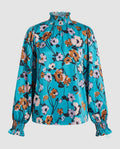 Women's blouse shirt with floral pattern and voluminous sleeves-Fashion Glam