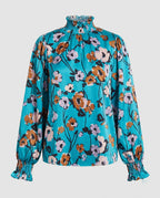 Women's blouse shirt with floral pattern and voluminous sleeves-Fashion Glam