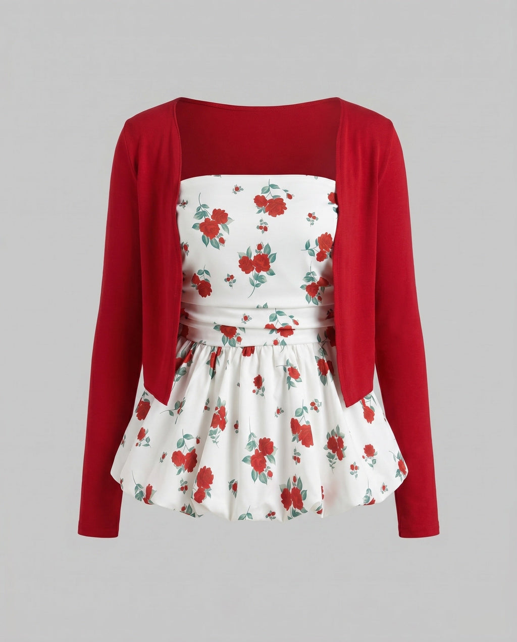 Women's blouse shirt with floral peplum design and charming ruffle accents-Fashion Glam