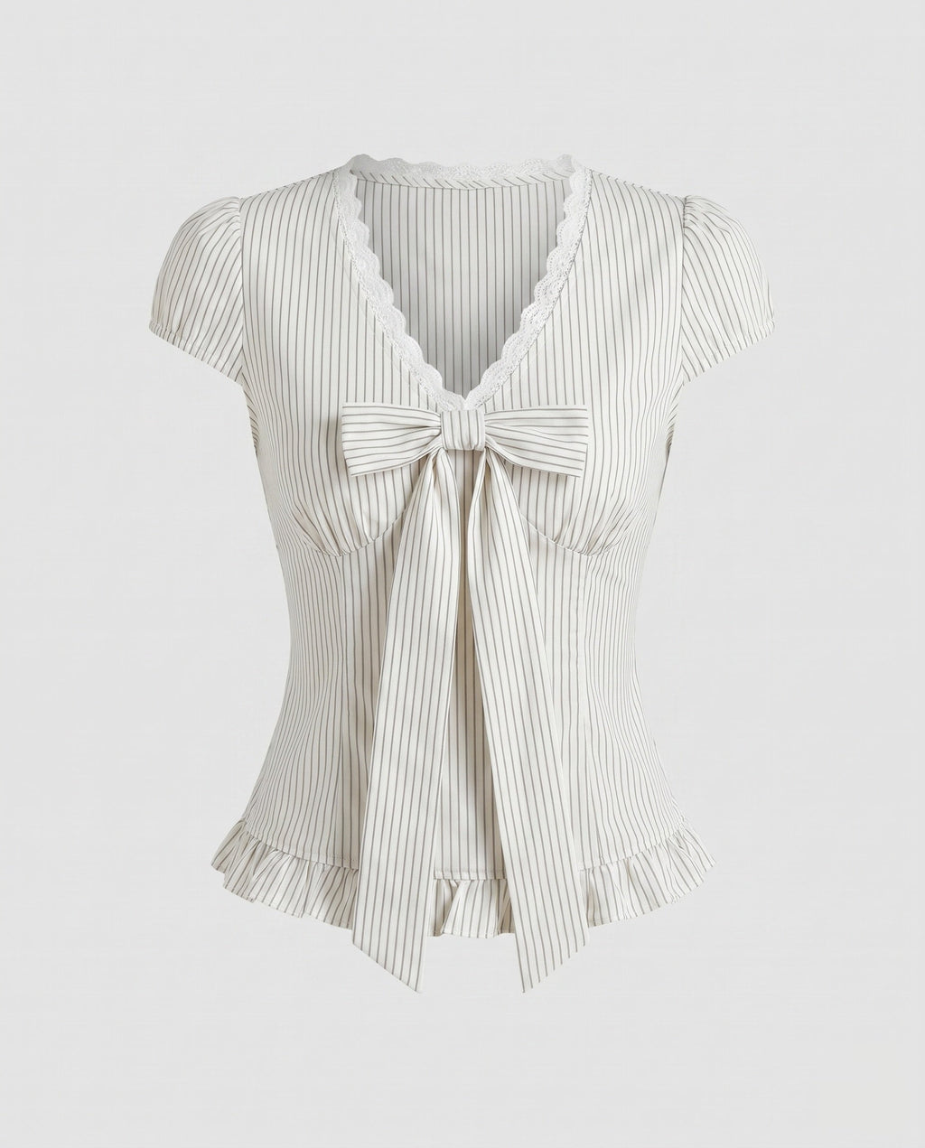 Women's blouse shirt with playful bow design and ruffle hem-Fashion Glam