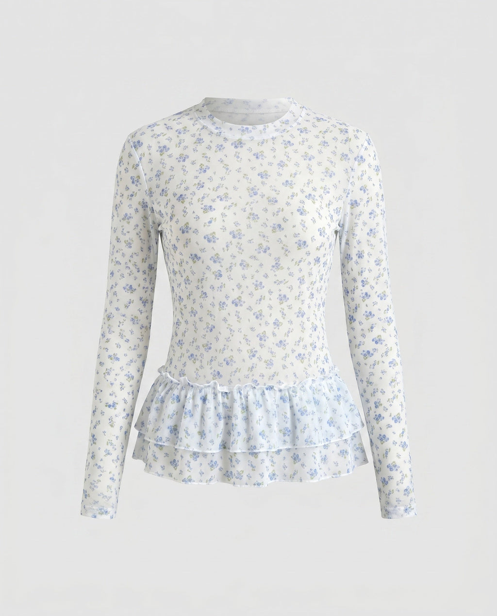 Women’s blouse shirt with playful ruffle design and floral lace-Fashion Glam