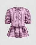 Women’s blouse shirt with playful ruffles and striped pattern Fashion Glam-Fashion Glam