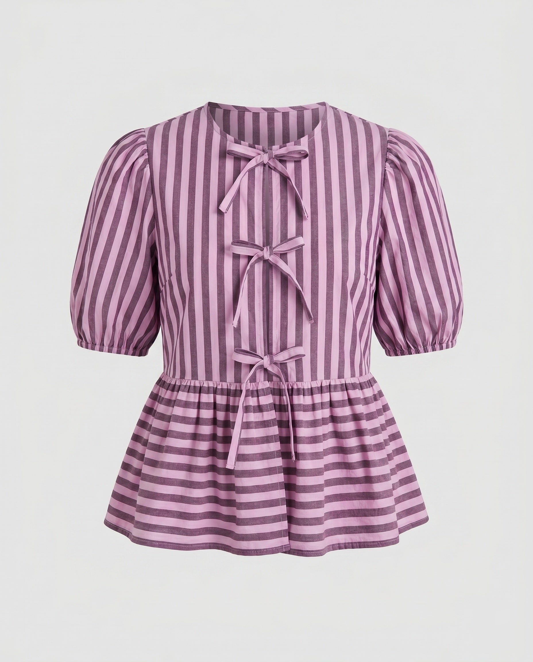 Women’s blouse shirt with playful ruffles and striped pattern Fashion Glam-Fashion Glam