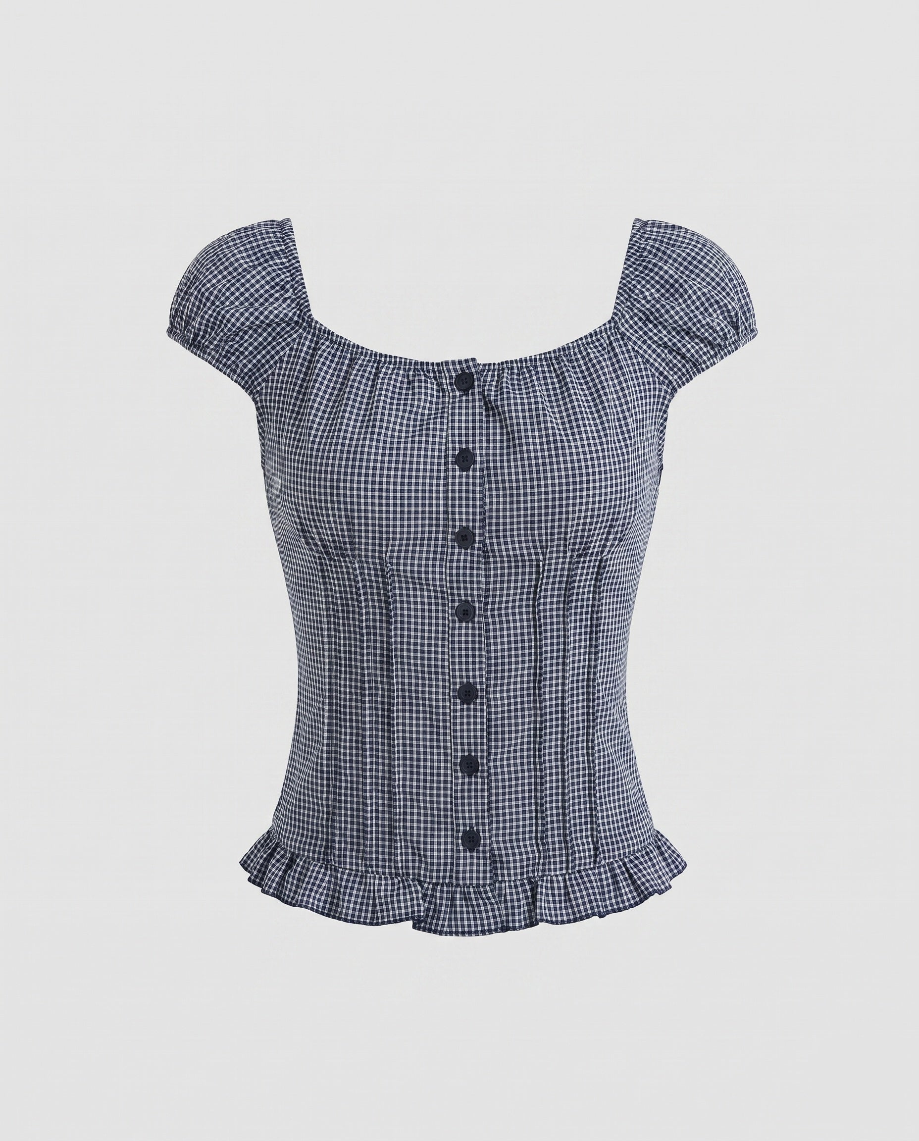Women's blouse shirt with puff sleeves and decorative buttons-Fashion Glam