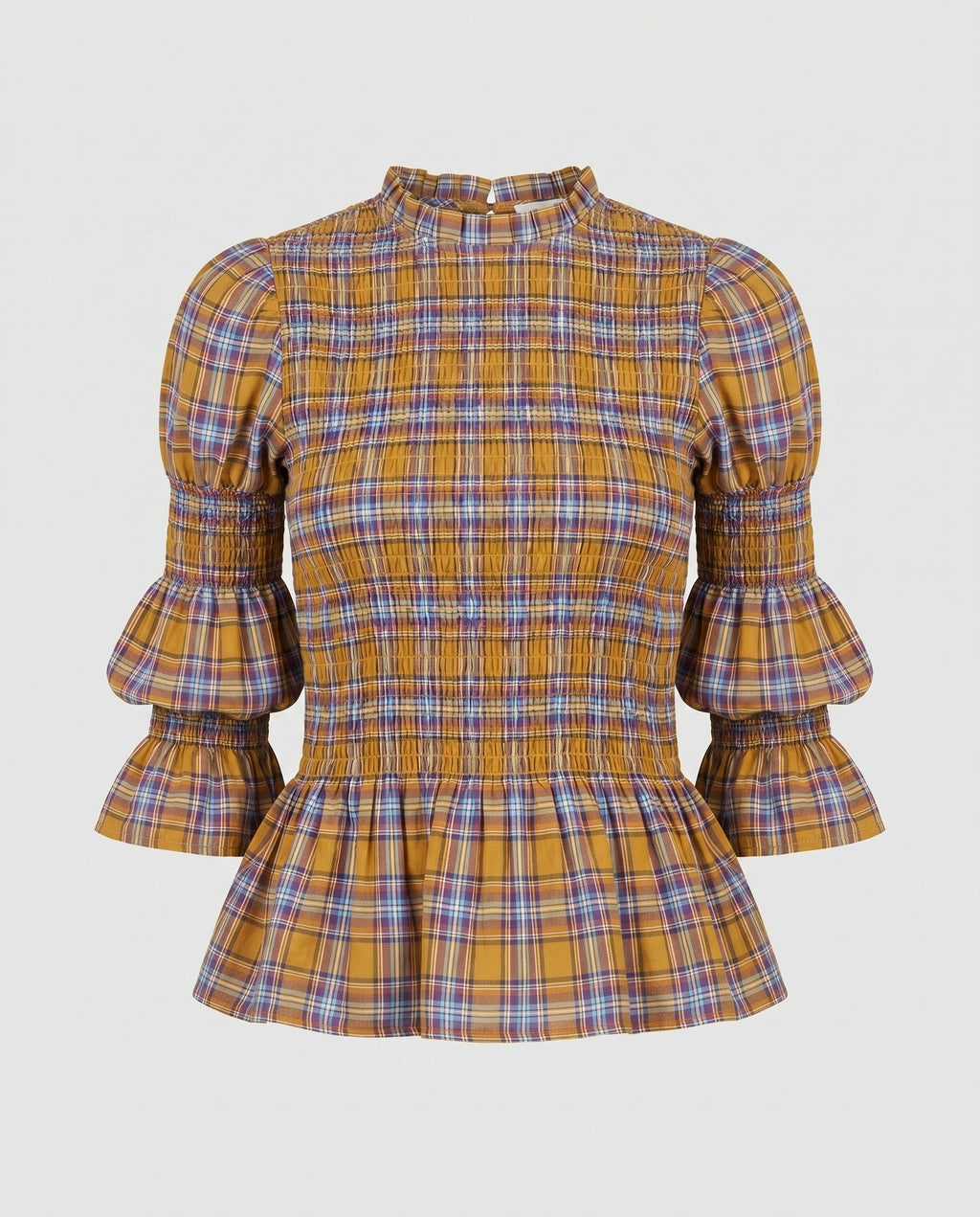 Women's blouse shirt with unique smock design and elegant puff sleeves Fashion Glam-Fashion Glam