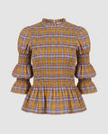 Women's blouse shirt with unique smock design and elegant puff sleeves Fashion Glam-Fashion Glam