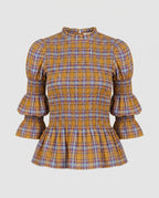 Women's blouse shirt with unique smock design and elegant puff sleeves Fashion Glam-Fashion Glam