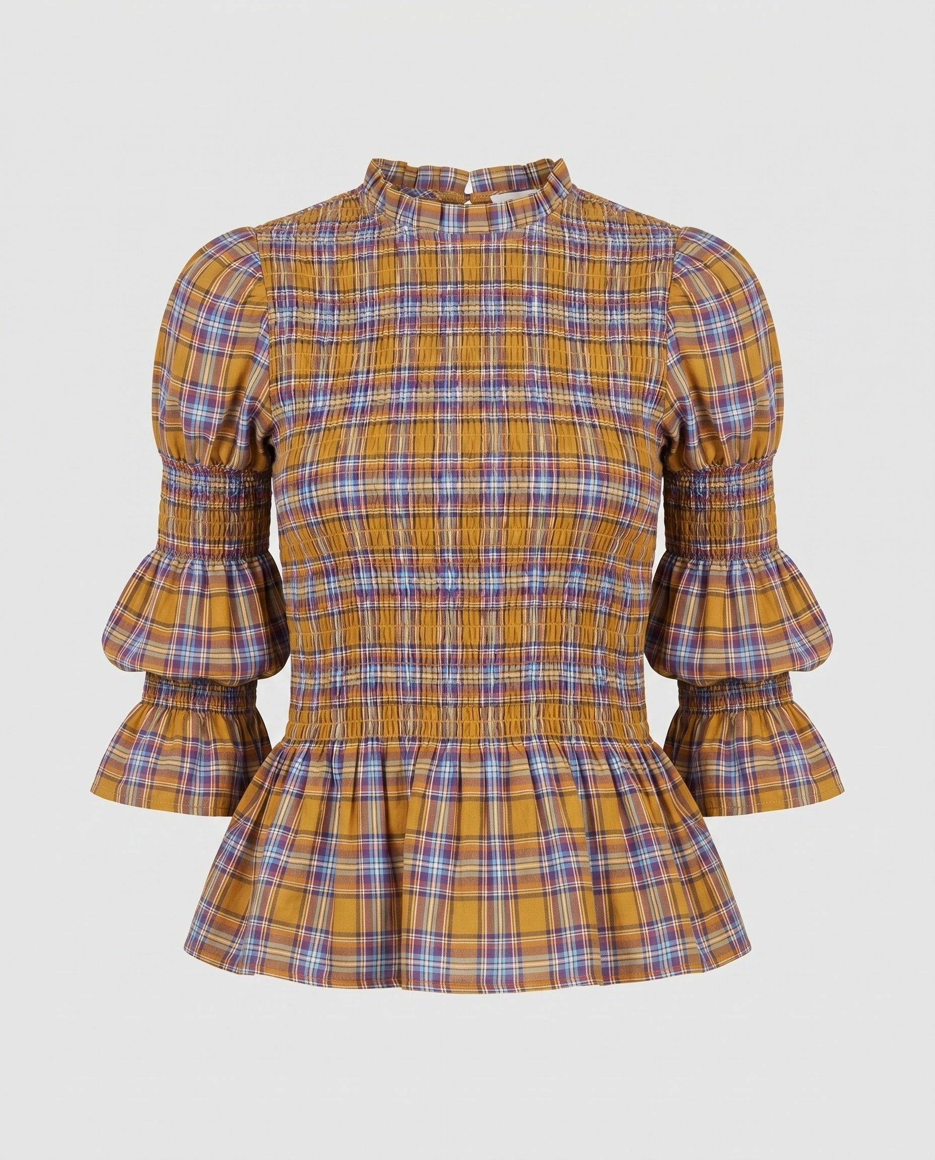 Women's blouse shirt with unique smock design and elegant puff sleeves Fashion Glam-Fashion Glam