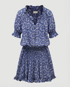 Women's Blouse Short Dress Smocked Waist Ruffled Skirt V-Neck-Fashion Glam