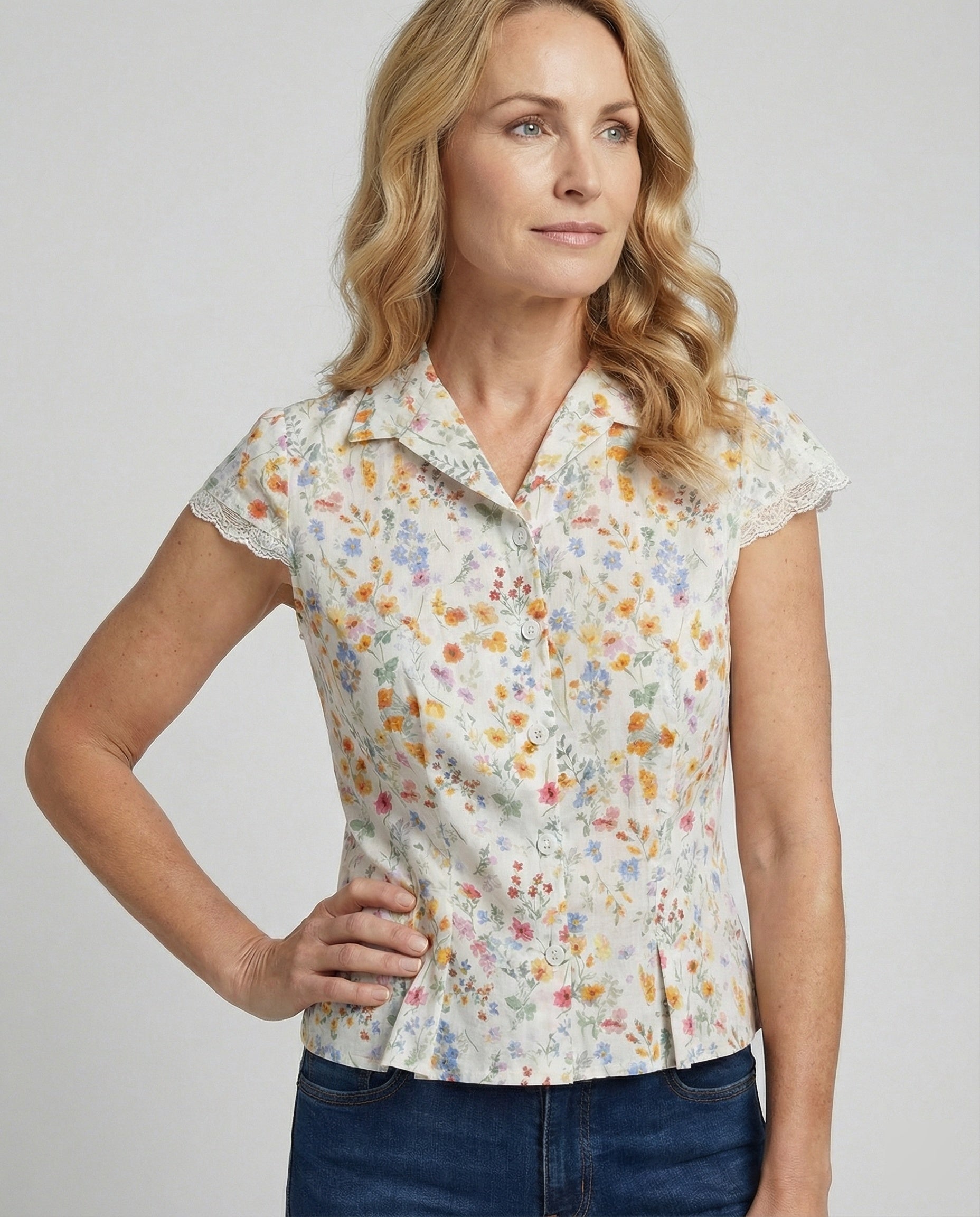 Women's Blouse Top Lace Short Sleeve-Fashion Glam