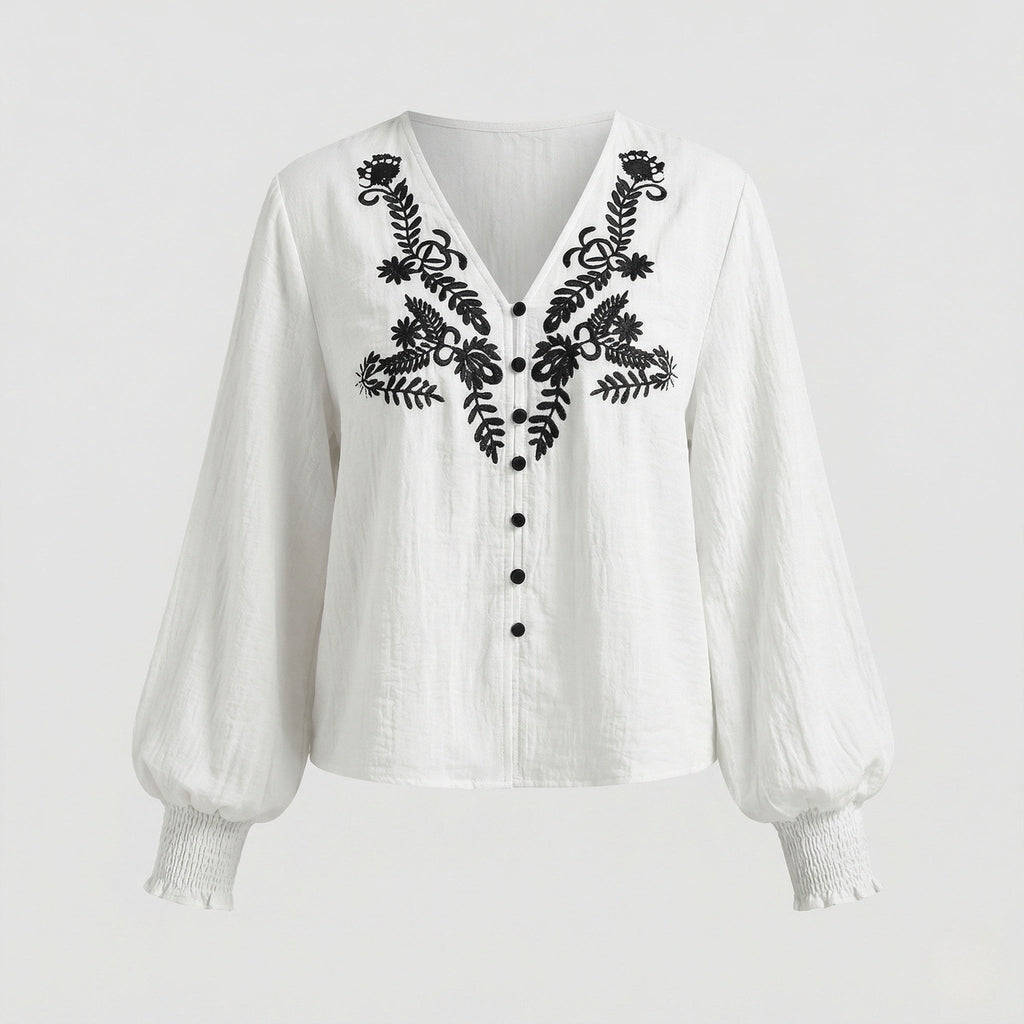 Women's Blouse Top Oversize Embroidered-Fashion Glam