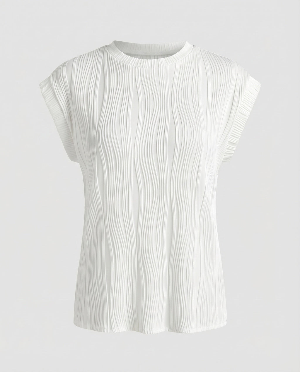 Women's Blouse Top Wave Pleating Elastic Hem Short Sleeve-Fashion Glam