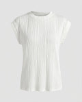 Women's Blouse Top Wave Pleating Elastic Hem Short Sleeve-Fashion Glam