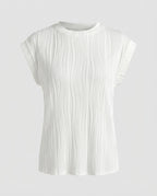 Women's Blouse Top Wave Pleating Elastic Hem Short Sleeve-Fashion Glam