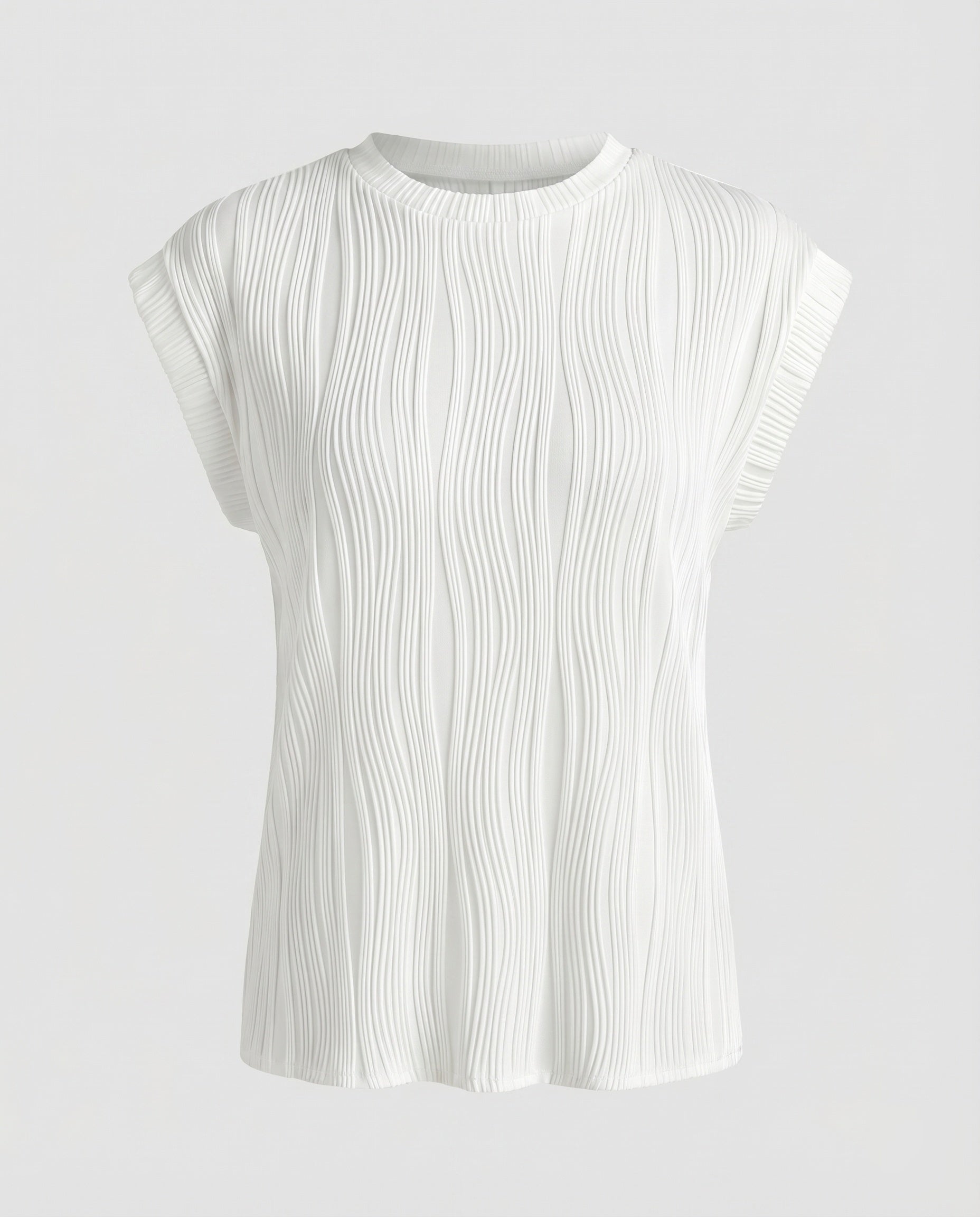 Women's Blouse Top Wave Pleating Elastic Hem Short Sleeve-Fashion Glam