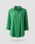 Women's blouse top with floral lace yoke and box pleats.-Fashion Glam