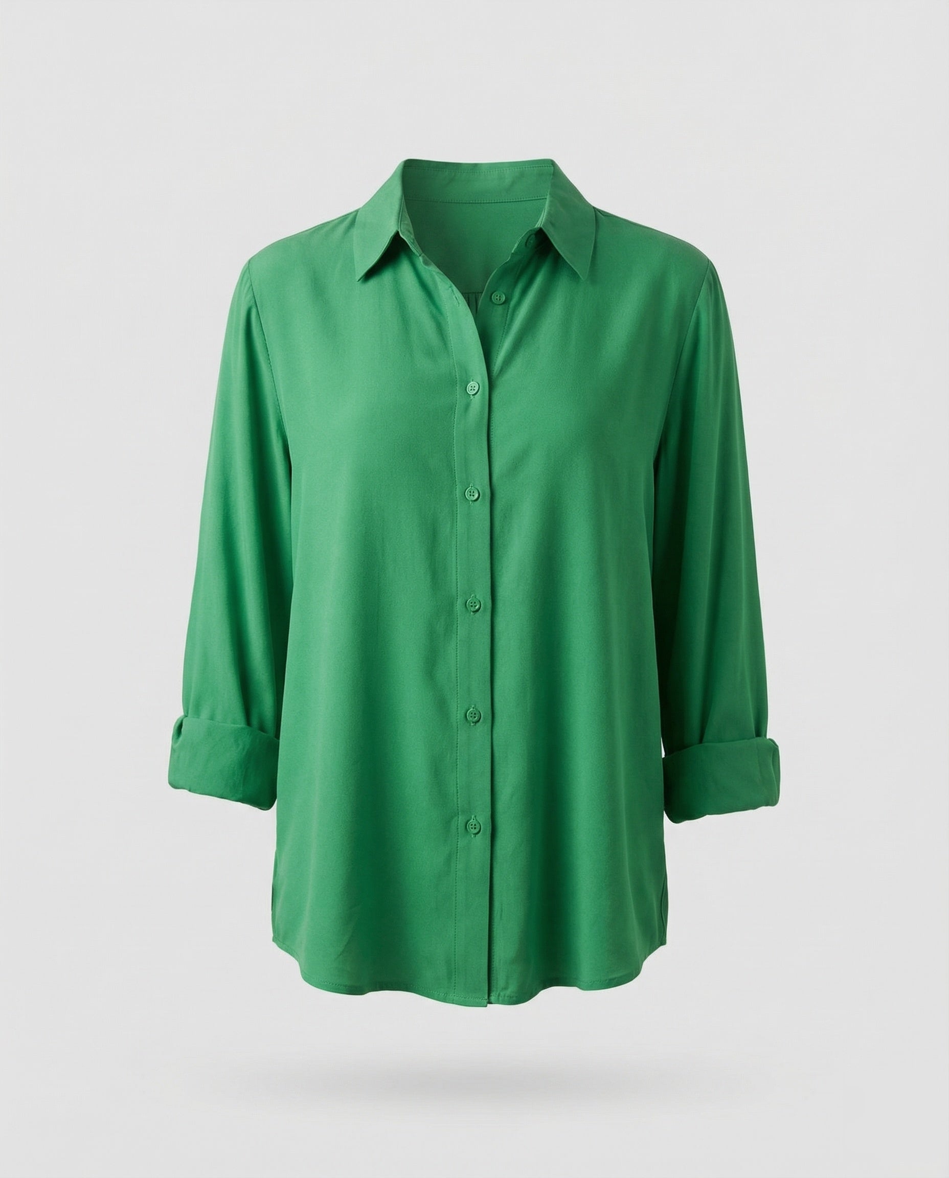 Women's blouse top with floral lace yoke and box pleats.-Fashion Glam
