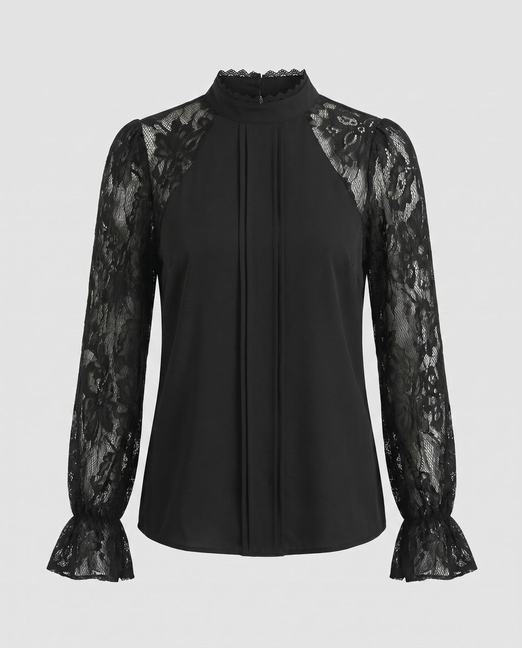 Women's blouse top with refined lace sleeves-Fashion Glam