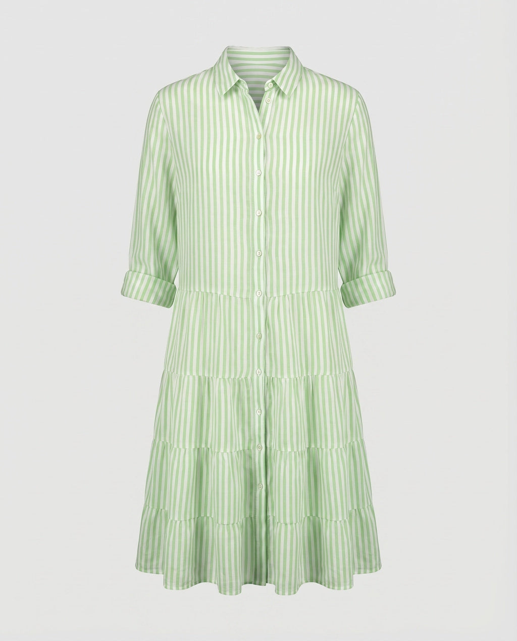 Women's Blouse-Tunic-Pleated Dress Striped Button Placket Waist Seam-Fashion Glam