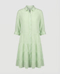 Women's Blouse-Tunic-Pleated Dress Striped Button Placket Waist Seam-Fashion Glam