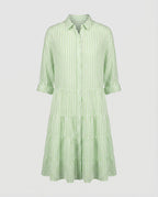 Women's Blouse-Tunic-Pleated Dress Striped Button Placket Waist Seam-Fashion Glam