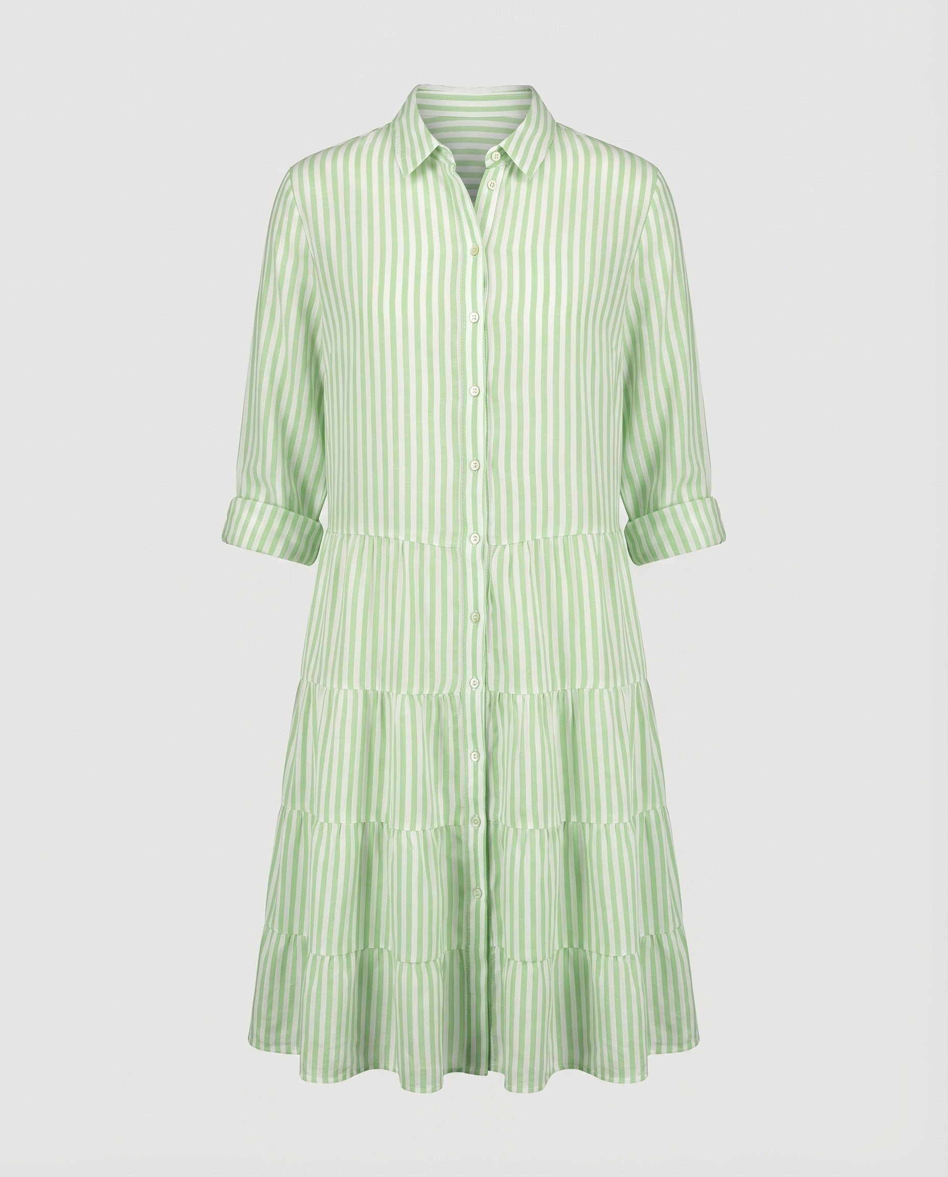 Women's Blouse-Tunic-Pleated Dress Striped Button Placket Waist Seam-Fashion Glam