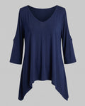 Women's casual blouse shirt with special shoulder cutouts and swinging hem Fashion Glam-Fashion Glam