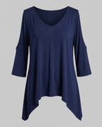 Women's casual blouse shirt with special shoulder cutouts and swinging hem Fashion Glam-Fashion Glam