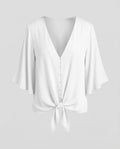 Women's casual blouse shirt with wing sleeves.-Fashion Glam