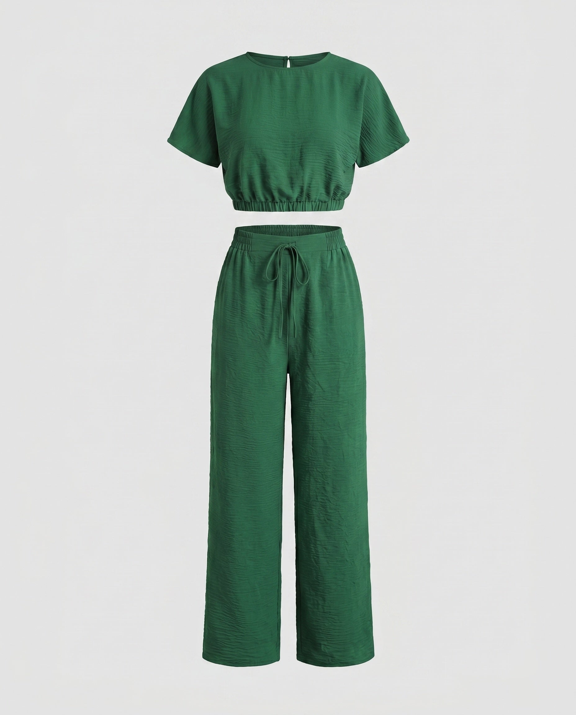 Women's Casual Set consisting of cropped Top and wide-cut Pants Fashion Glam-Fashion Glam