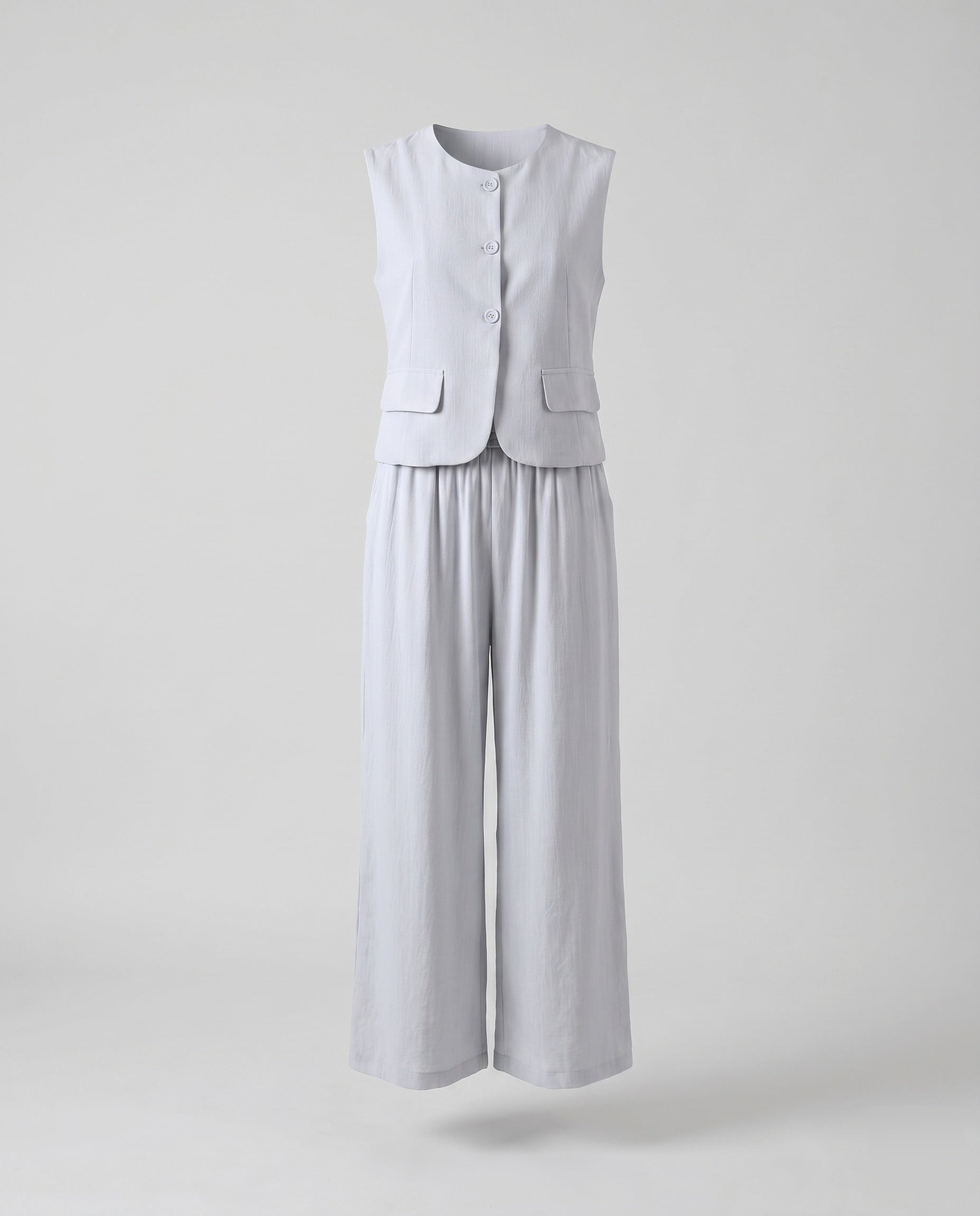 Women's casual set of sleeveless blouse and wide palazzo pants-Fashion Glam