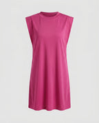 Women's casual T-shirt dress with sleeveless cut and elegant minimalist design-Fashion Glam