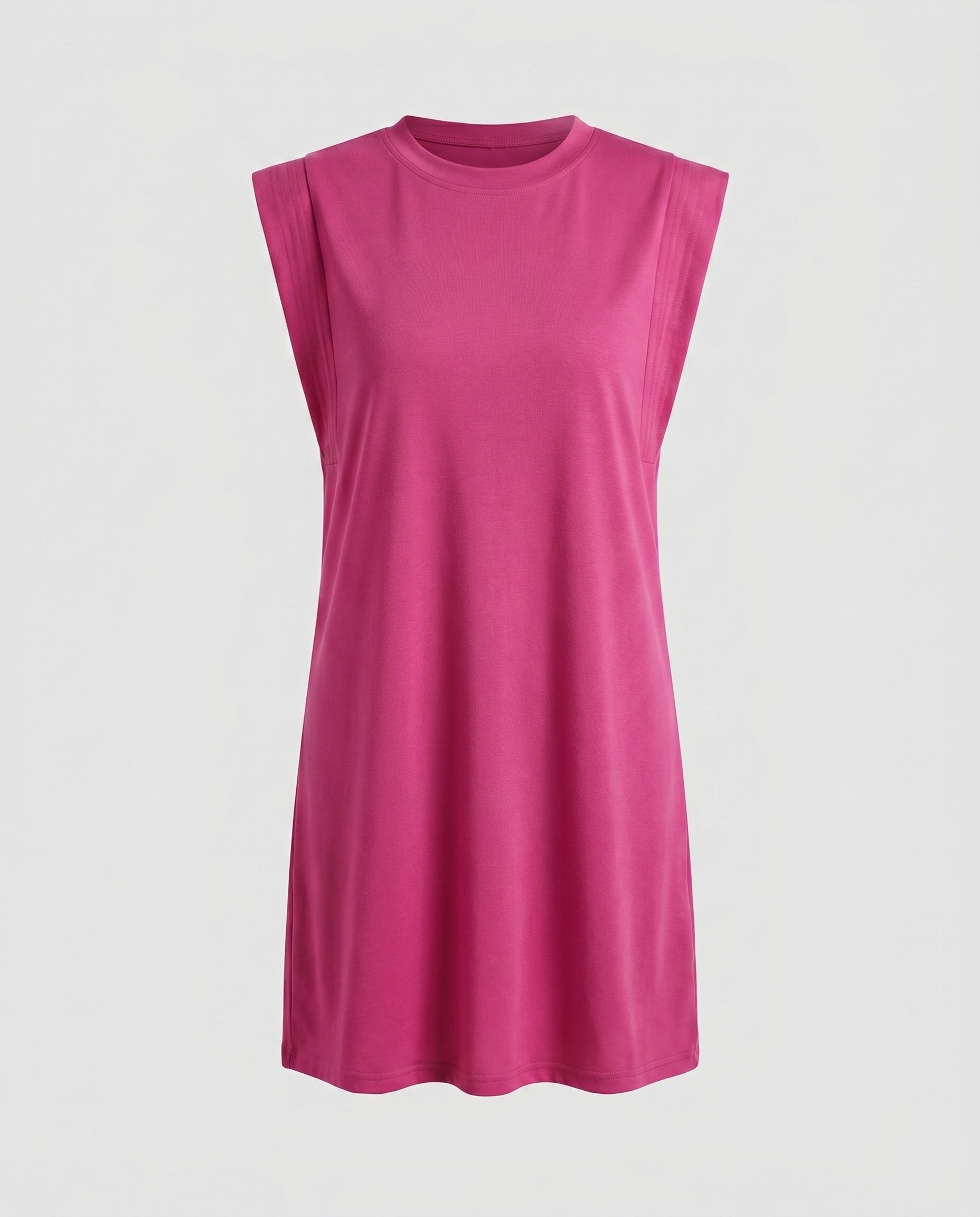 Women's casual T-shirt dress with sleeveless cut and elegant minimalist design-Fashion Glam