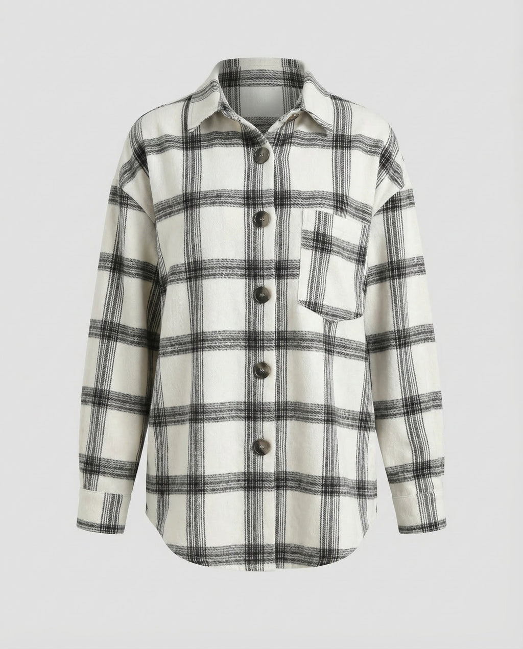 Women's Checked Blouse Jacket with Button Details-Fashion Glam
