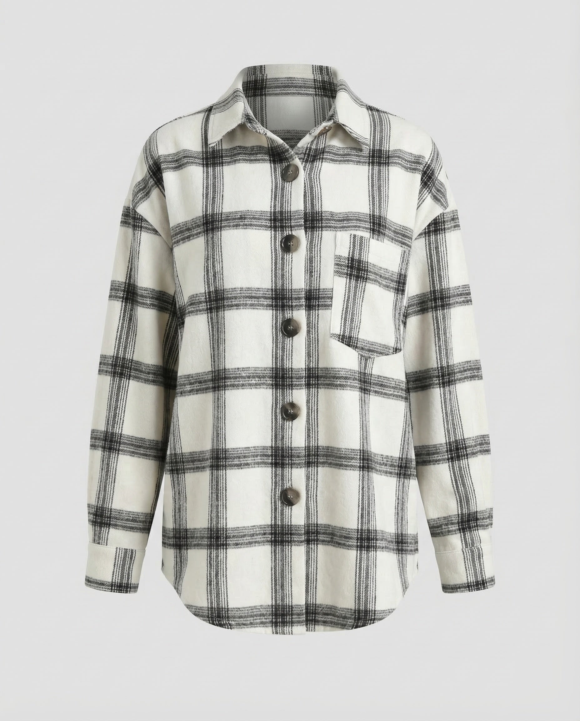 Women's Checked Blouse Jacket with Button Details-Fashion Glam
