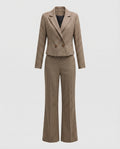 Women's Checkered Suit Short Blazer Wide Leg-Fashion Glam
