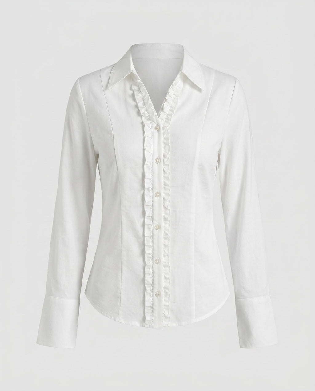 Women's classic blouse shirt with ruffle details and elegant V-neck-Fashion Glam
